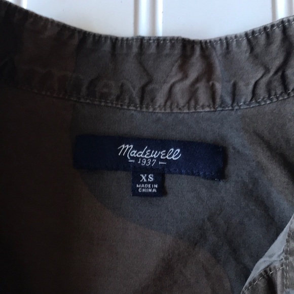 Madewell top camo button up shirt brown taupe grey - Picture 5 of 10